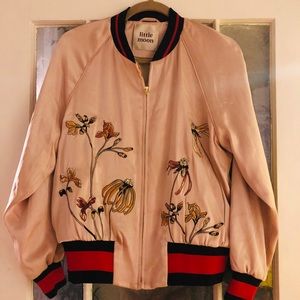 Embroidered satin bomber jacket